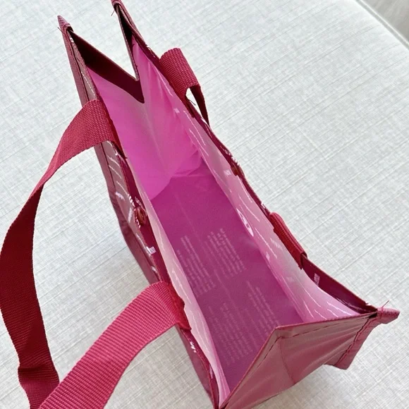 Lululemon Reusable Bag, Small, Burgundy, Holiday Edition Logo Pattern, NEW - Picture 5 of 6